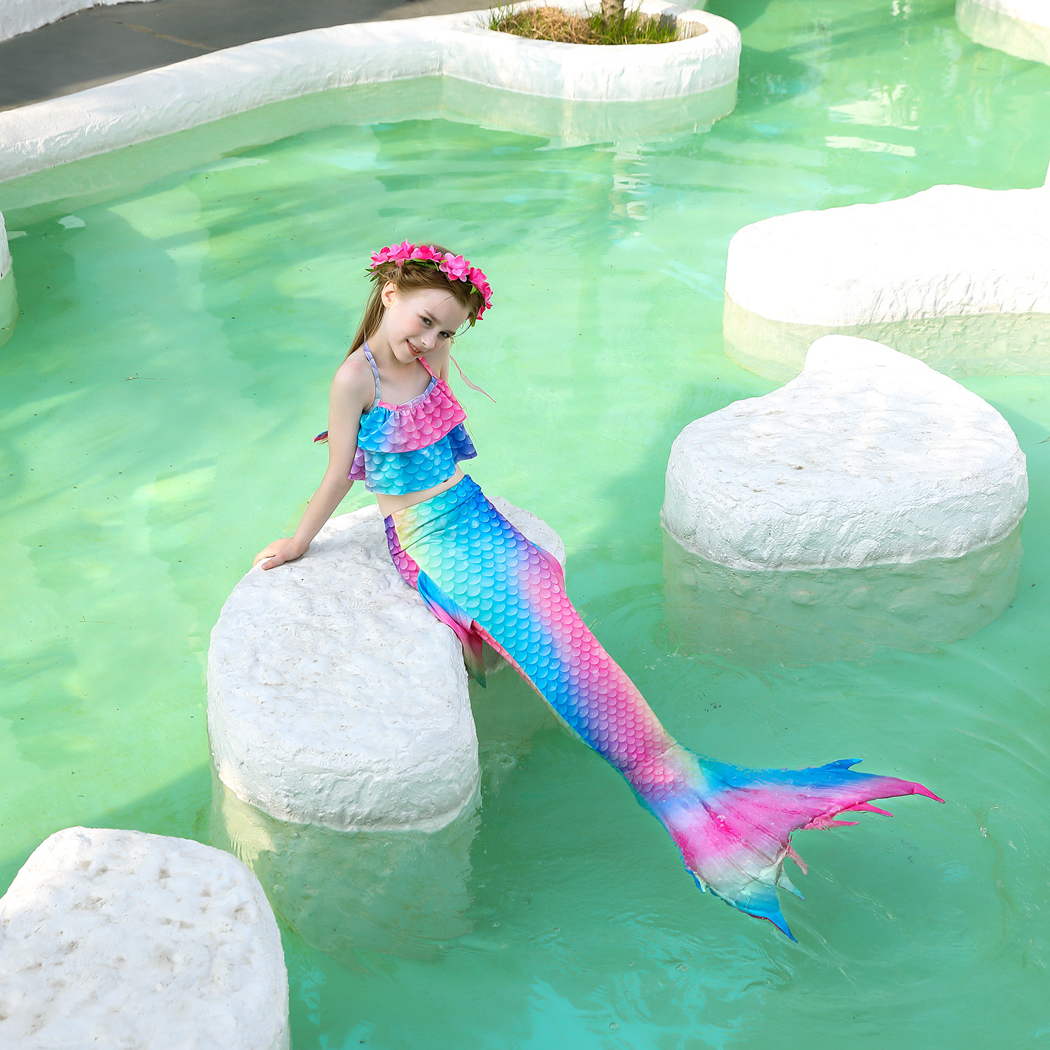 Kids Children Mermaid Tail Swimming Suit Mermaid Swimsuit Costume Swimming Suit Bikini