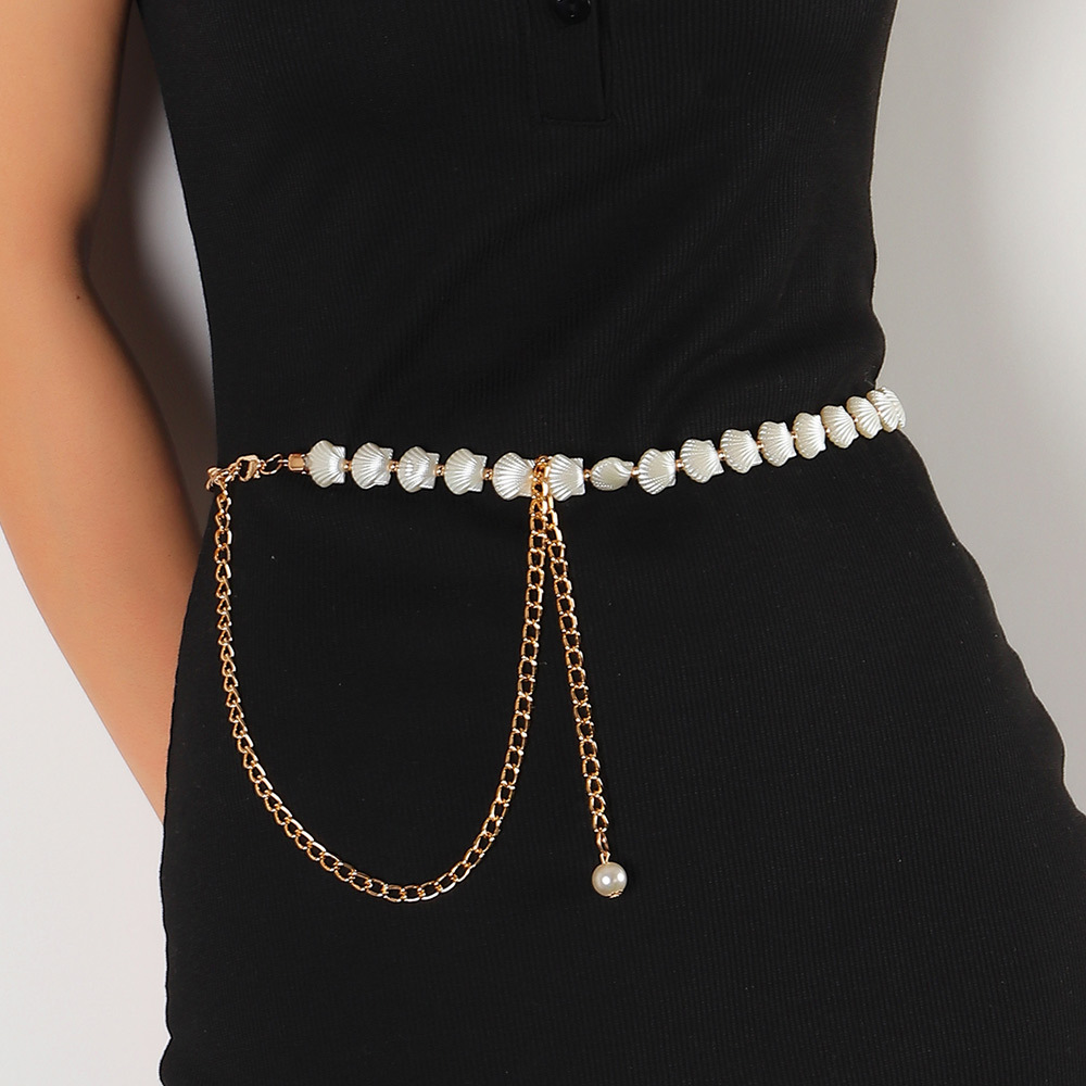 Cross-Border European and American New Fashion Elegant Metal Shell Waist Chain Female Ornament Belt with Skirt Chain