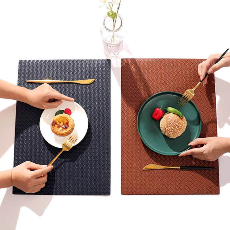 Woven Leather Placemat Ins Affordable Luxury Style Oil-Proof Non-Slip Insulation Mat Household Table Mat Hotel Western-Style Placemat