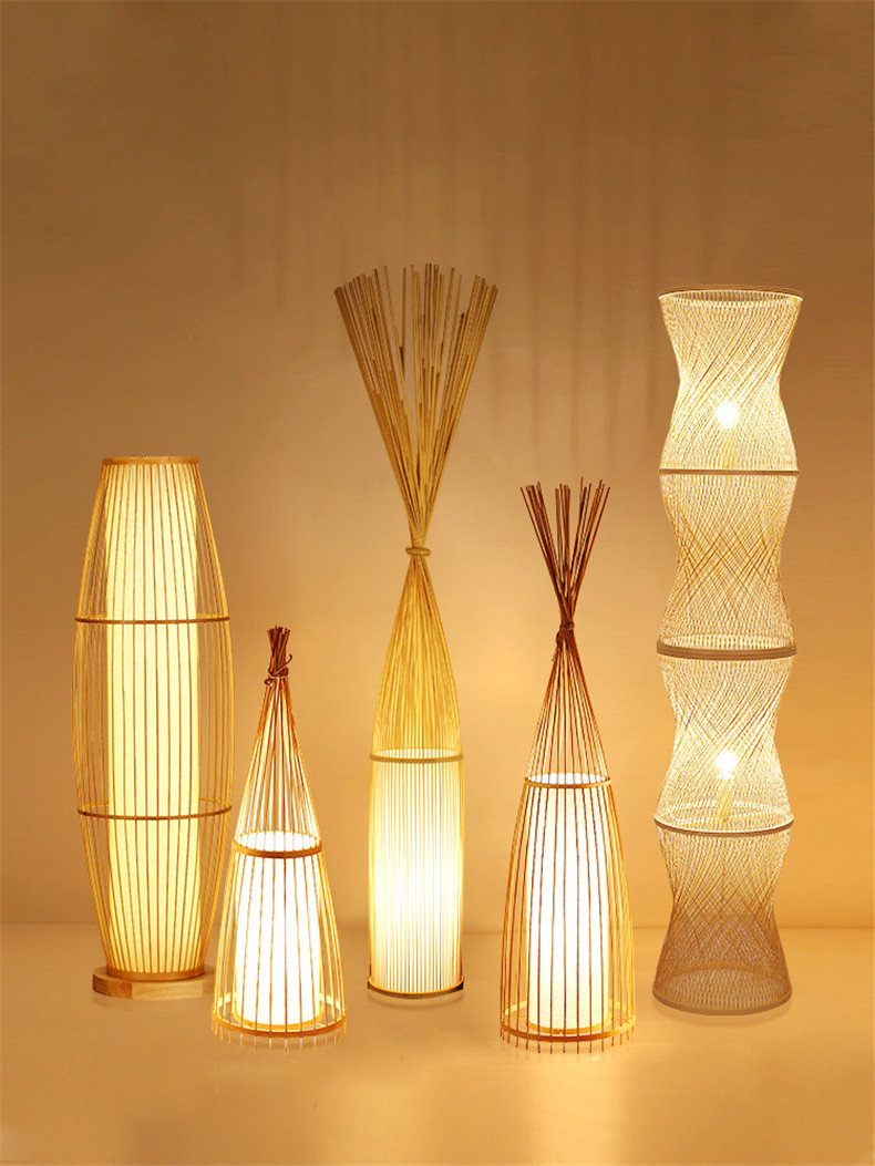 中式古风落地灯客厅竹艺灯具茶室日式东南亚竹编卧室创意装饰台灯