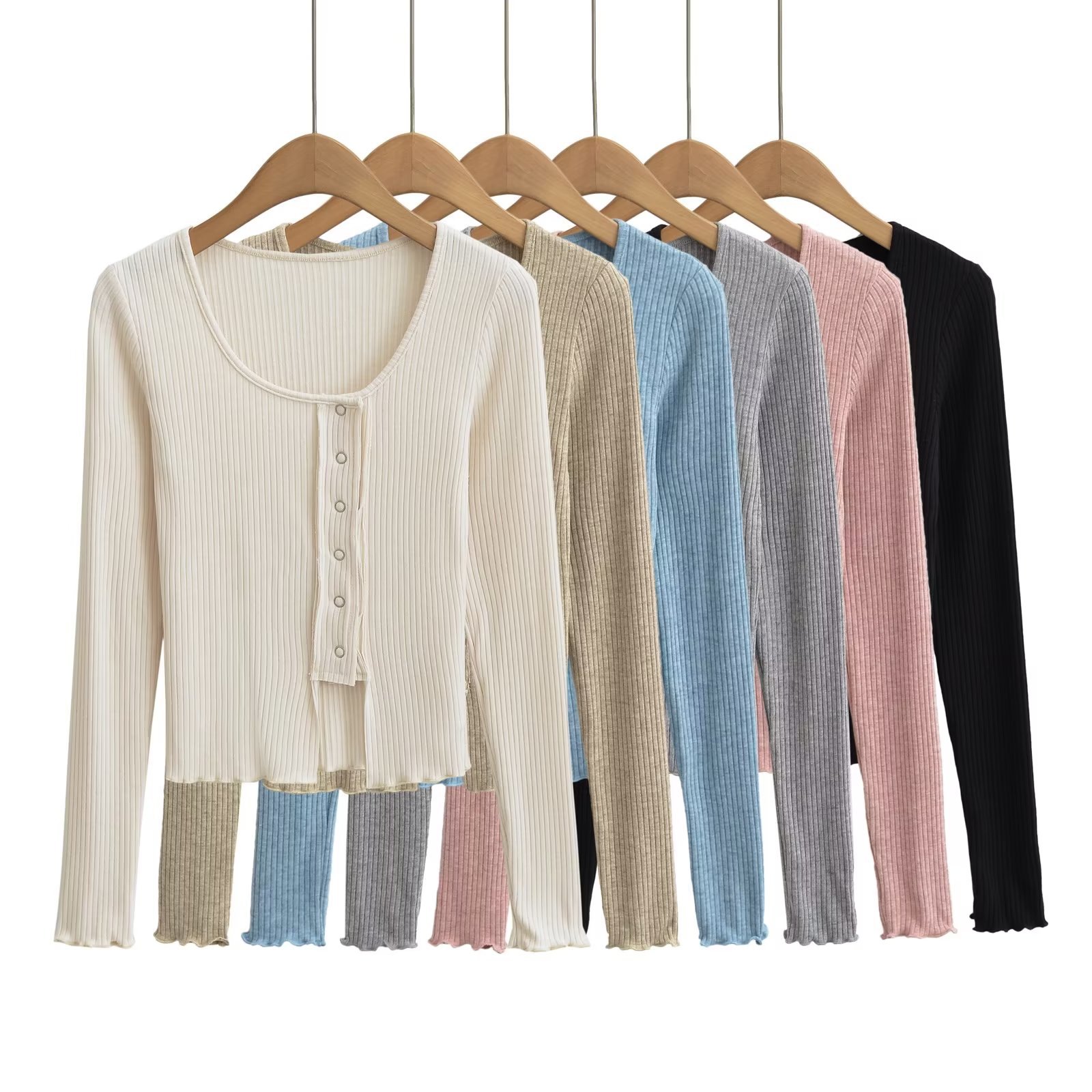 维瑞蒂外贸 欧美风新款女装辣妹不对称门禁开衫小香风显瘦打底衫