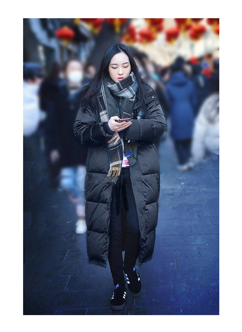 明星同款北影情侣款羽绒服男女长款中戏校服过膝白鸭绒加厚外套潮