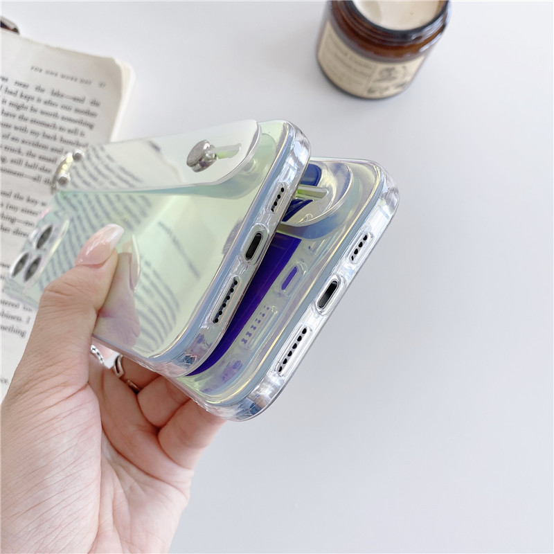 紫炫彩imd软壳适用苹果12promax手机壳xr8/7plus手腕带支架壳女韩