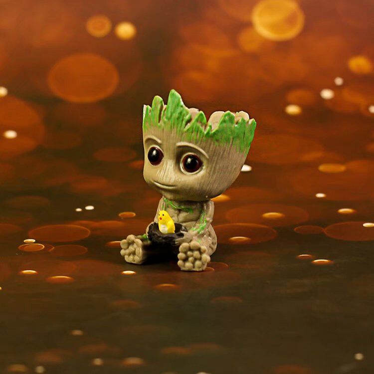 动漫格鲁特 拿花小树人 捧鸟窝小树人 钥匙扣摆件q版 pop袋装