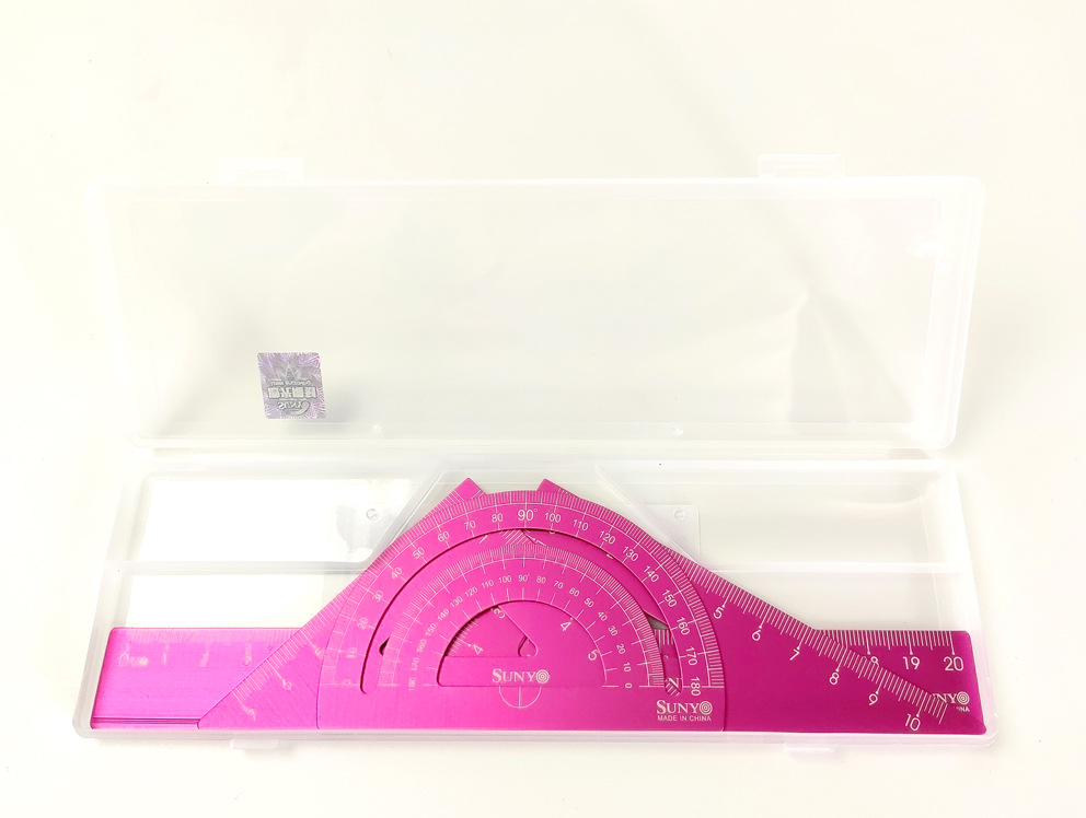 Primary School Students Make Laser Sculpture Special Name Metal Aluminum Alloy Ruler Protractor Triangle Ruler 4-Piece Set