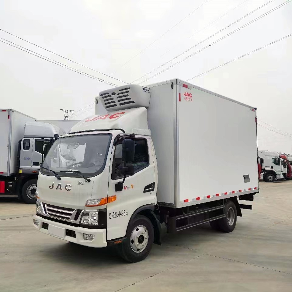 江淮骏铃v5冷藏车4米2冷箱蓝牌农产品水产品保鲜冷藏运输车厂家