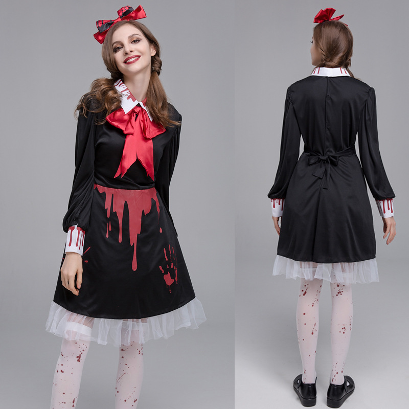万圣节角色扮演cosplay服装女鬼节恐怖血腥学生妹染血护士裙套装