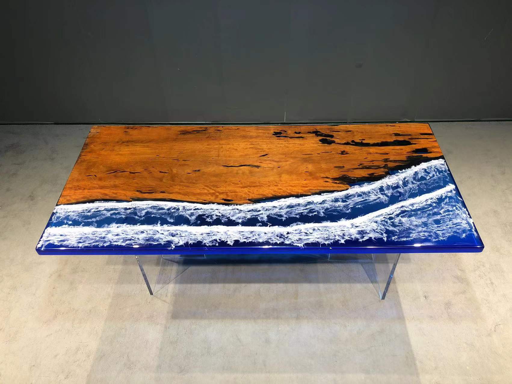 环氧树脂桌子河流桌茶几木板茶桌台实木桌面原木海浪大板桌