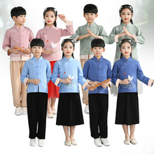 儿童民国风服装五四青年中山装学生合唱演出服少年中国说朗诵服装