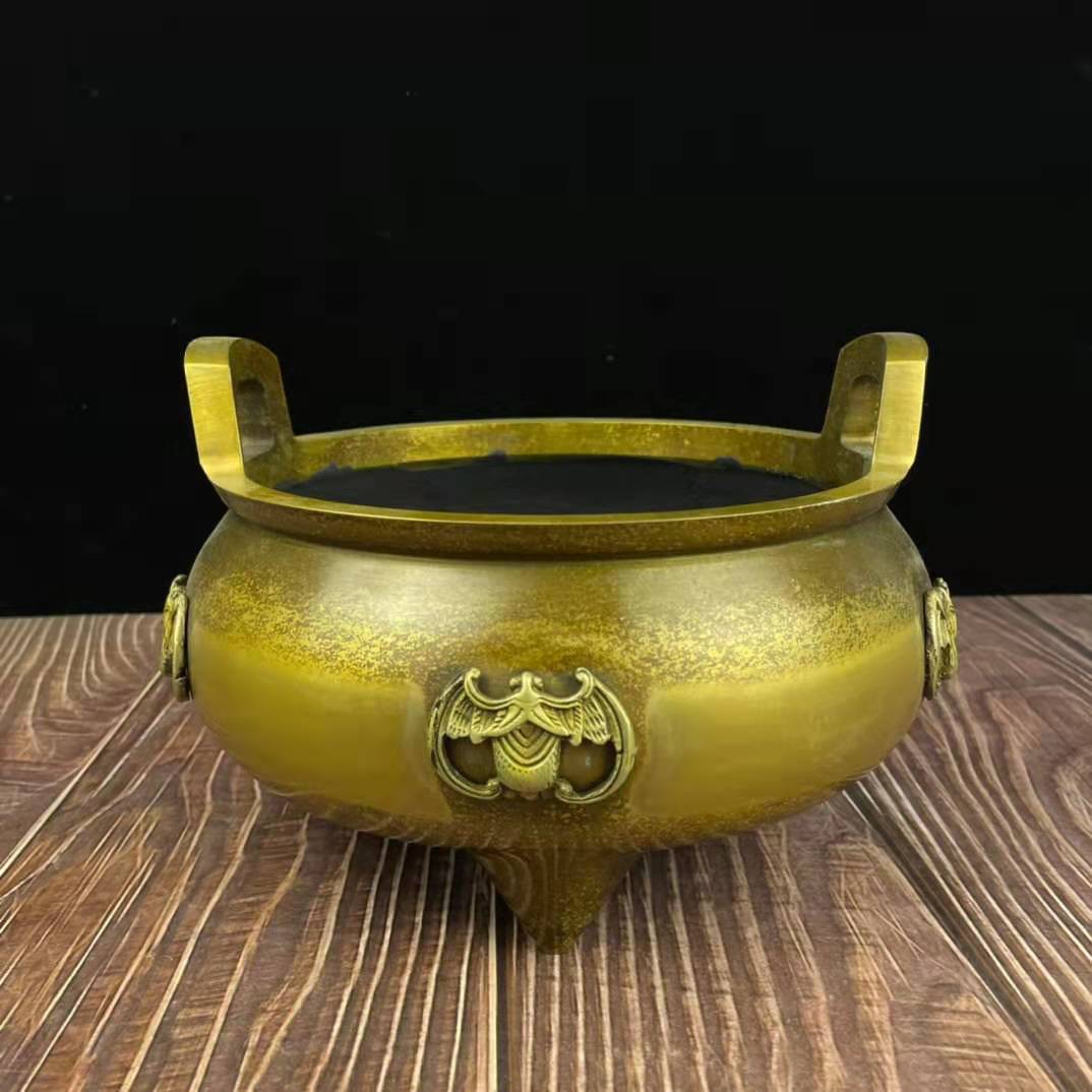 黄铜蝙蝠香炉仿古大明宣德炉古玩摆件家居熏香礼佛供香-阿里巴巴