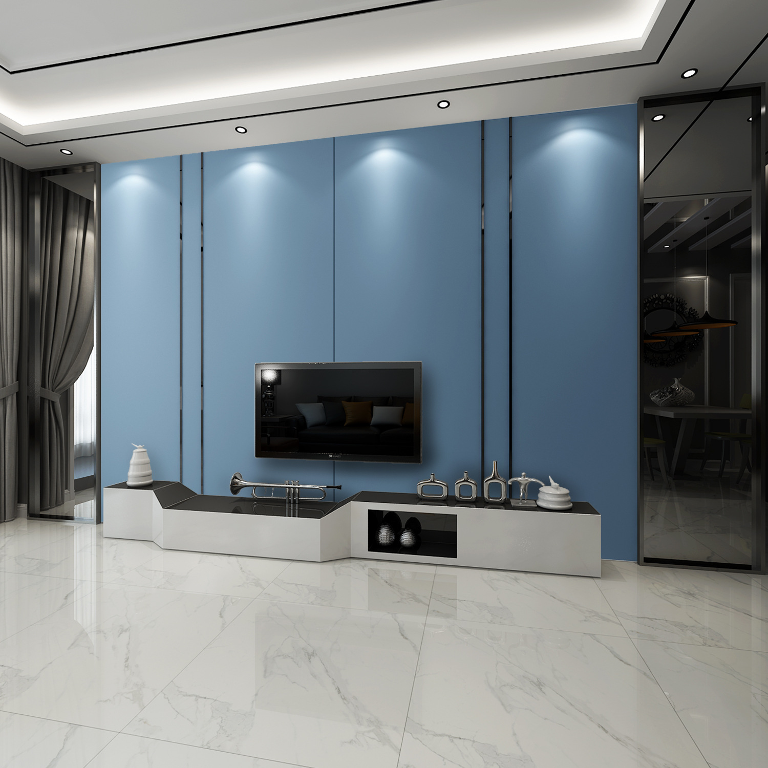 2021年新款沙发卧室金属条硬包电视背景现代轻奢床头护墙板背景墙