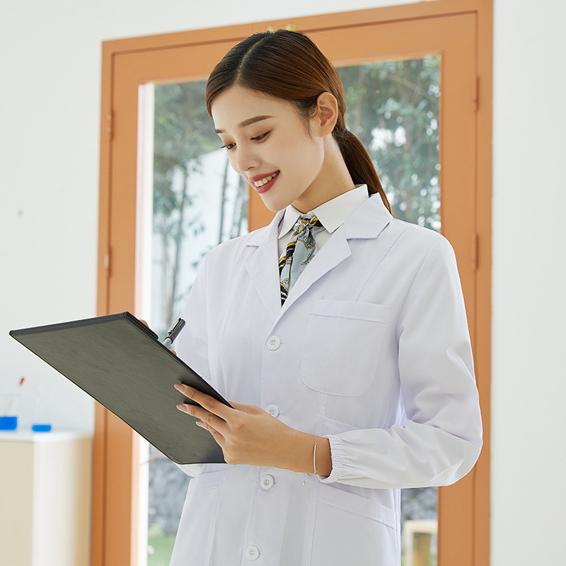 白大褂短袖长袖女医生夏季短袖医生大学生实验室服化学护士工作服