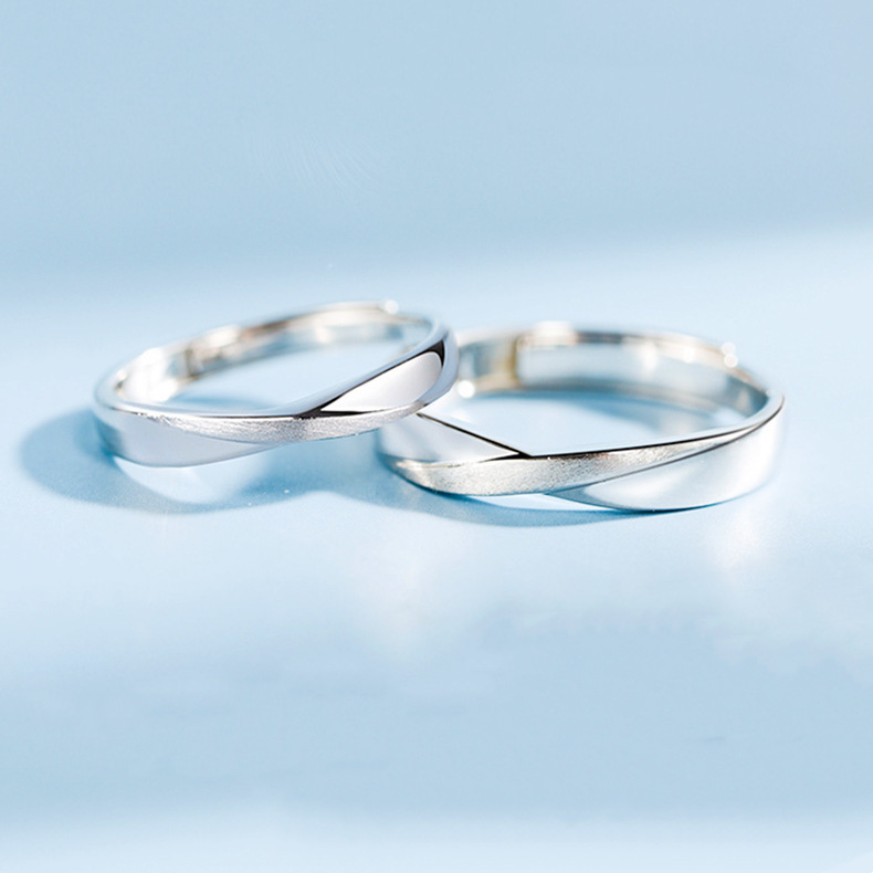 冠臻s925纯银情侣戒指对戒素圈时尚设计莫比乌斯对戒情侣款礼物