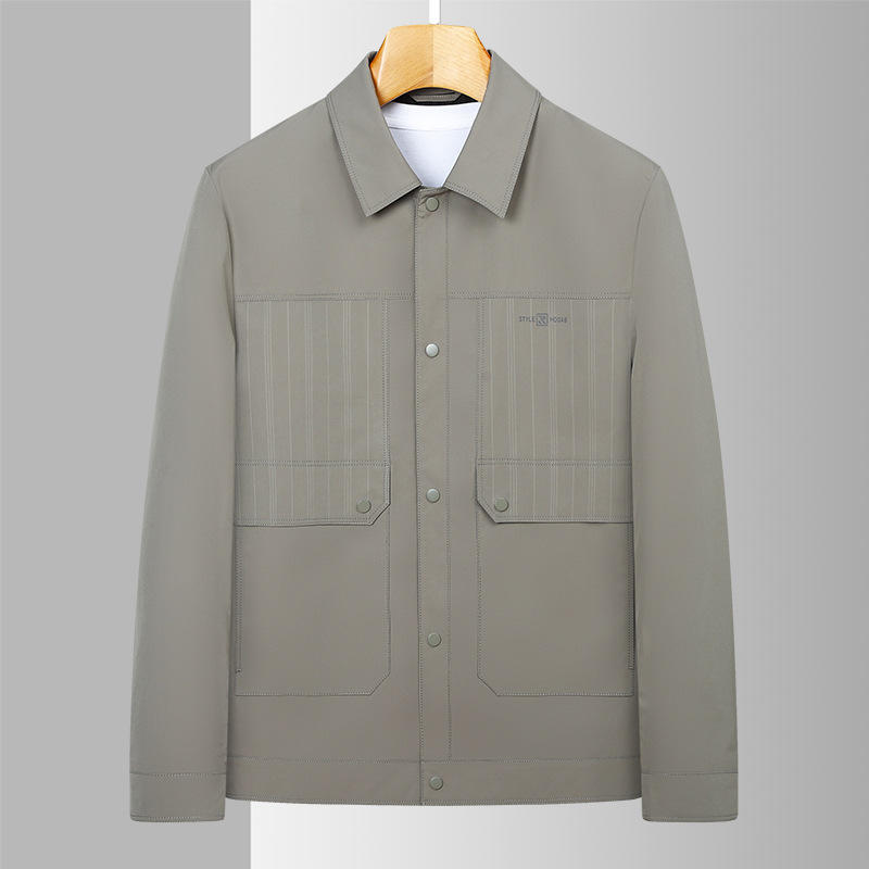 聖诺曼男装春季时尚新款青年翻领工装夹克外套修身茄克衫j22131