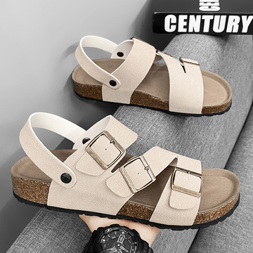 跨境时尚休闲大码夏季勃肯软木凉拖鞋男博肯平底透气潮流男士凉鞋