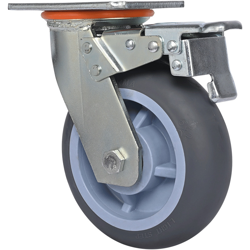 万向轮重型6寸静音轮双面焊接8寸定向橡胶轮 5寸带刹车手推车轮子