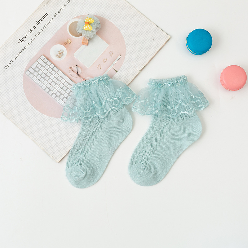 Children's Socks Breathable Mesh Baby's Socks Spring and Summer Thin Lace Princess Lace Socks Middle Tube Girls' Socks