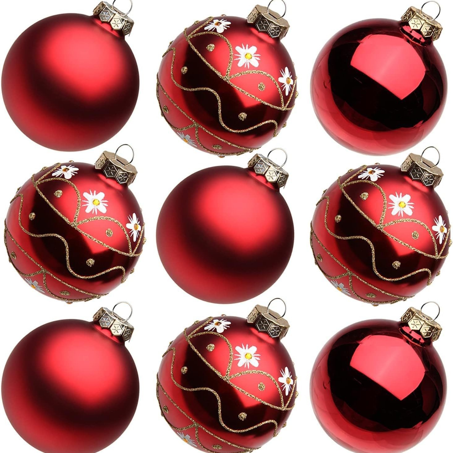 圣诞饰品球圣诞树饰品套装红色圣诞球饰品彩绘玻璃圣诞球-阿里巴巴