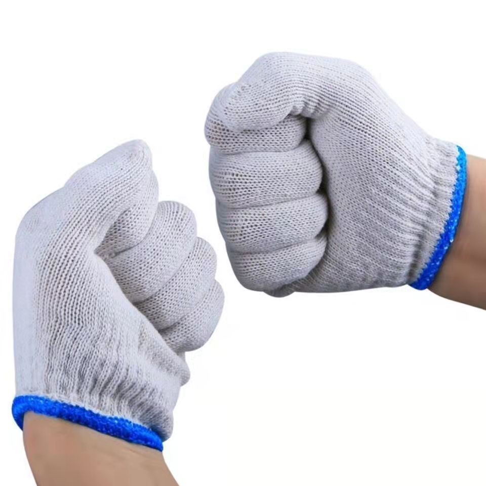 工地手套灯罩棉手套劳保用品防护白色手套加厚手套 棉纱线手套