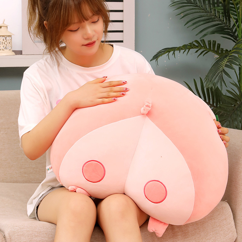 创意搞怪网红屁桃君毛绒玩具屁桃女孩可爱简约抱枕卧室靠垫午睡枕