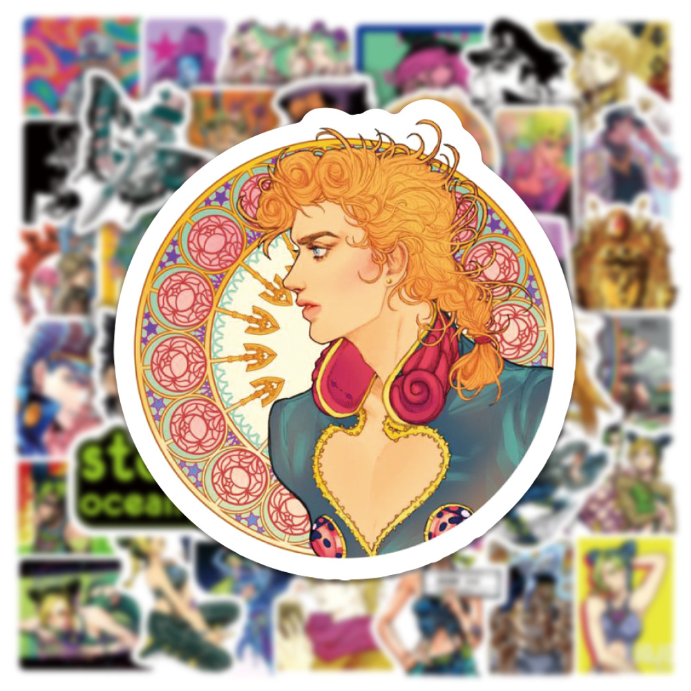 50张新动漫jojo奇妙冒险清晰涂鸦贴纸文具水杯笔记本防水装饰手账