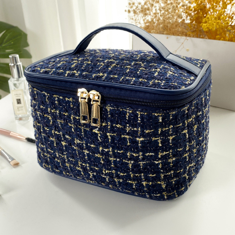 New Korean Style Plaid Portable Classic Style Cosmetic Bag Large Capacity Portable Toiletry Bag Makeup Box Travel Wholesale