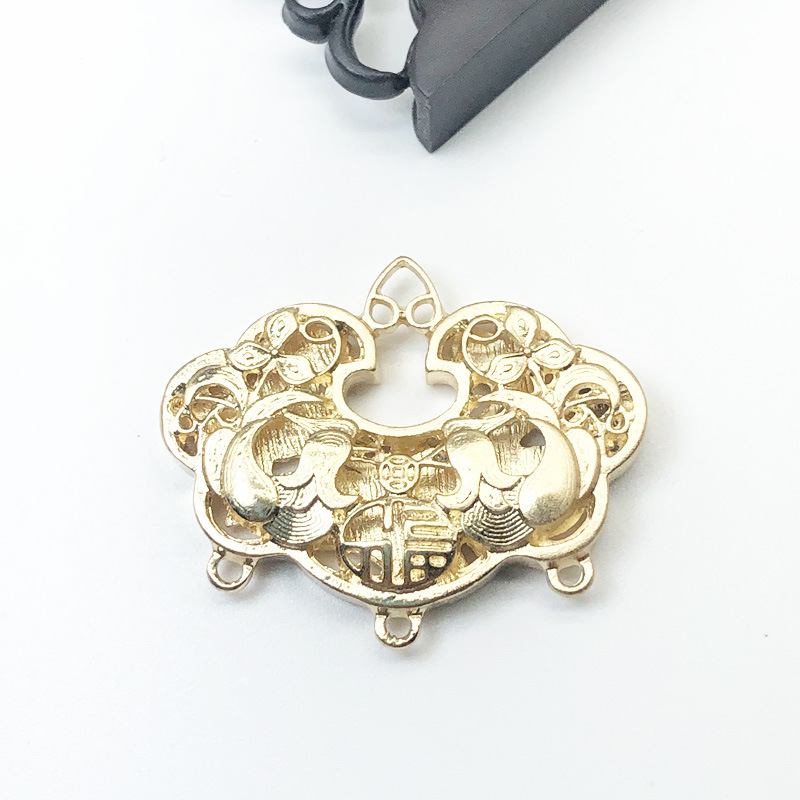 diy饰品配件 保色合金鸳鸯镂空锁金锁古风发簪璎珞材料厂家批发