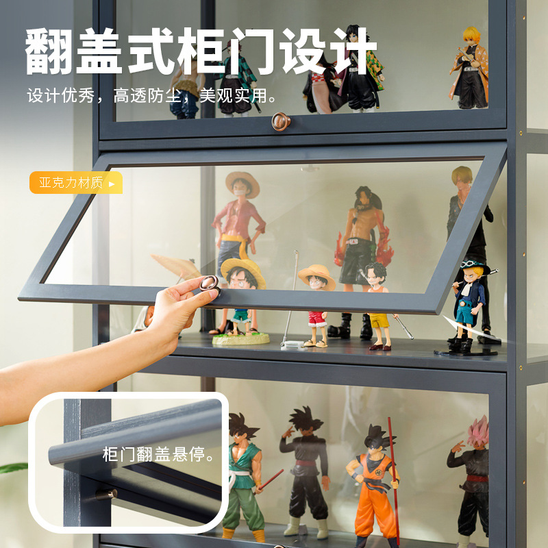 Hand-Made Display Cabinet Imitation Glass Transparent and Dustproof Showcase Lego Toy Acrylic Storage Box Bookcase Shelf