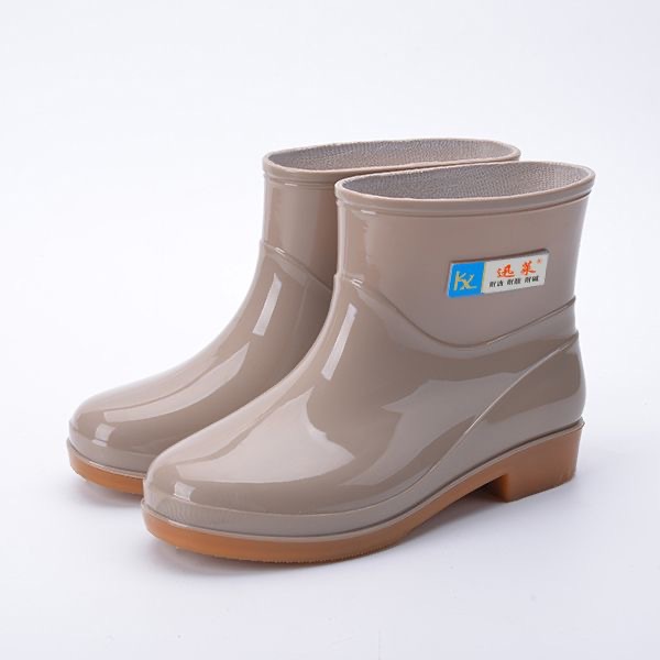 In Stock Wholesale New Rain Boots Women's Low-Cut PVC Rain Boots Non-Slip plus Velvet Warm Rain Shoes Low-Top Labor Protection Rubber Shoes