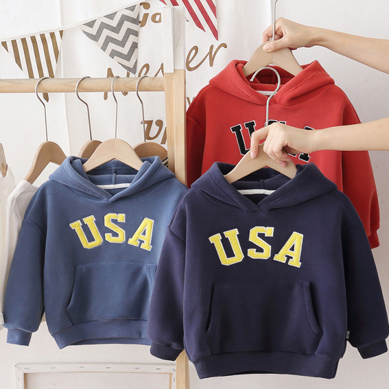 2023 Autumn and Winter Korean New Boys and Girls Cartoon Velvet Children‘s Hooded Sweatshirt Live Supply Stall Wholesale