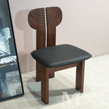 中古实木复古雕刻靠背椅白蜡木设计师新中式休闲椅子个性非洲餐椅
