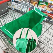 厂家批发绿色无纺布可折叠超市购物车购物袋超市手推车收纳布袋