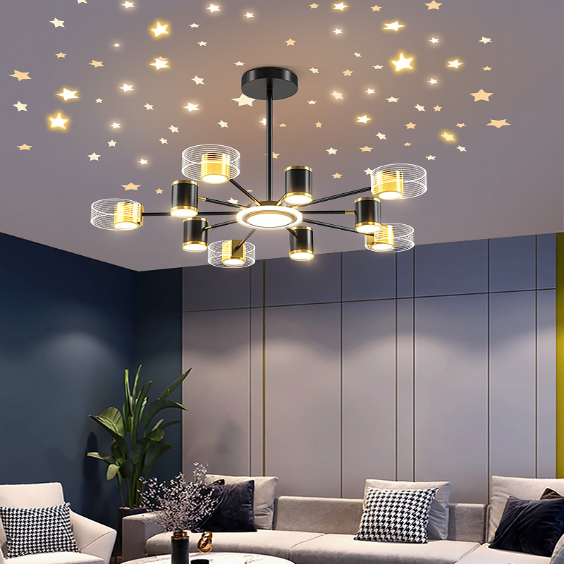 Modern Simple and Light Luxury Living Room Bedroom Dining Room LED Chandelier Nordic Creative Romantic Starry Lamp