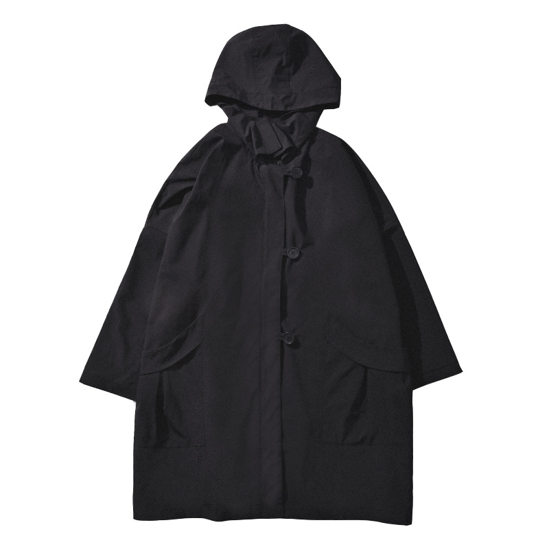 Mid-Length Workwear Windbreaker Men's Fashion Brand Flow Fat Hooded Coat Extra Loose Autumn Hong Kong Style