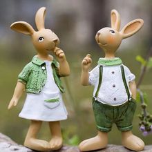 田园风格创意卡通树脂工艺品兔子摆件桌面装饰摆件家居庭院装饰品