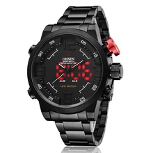 OHSEN/奥圣双机芯时尚手表 LED夜光双显多功能防水男士学生手表