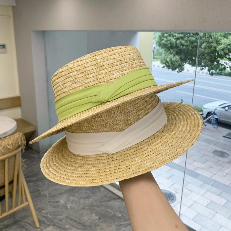 夏季草帽女出口韩版平顶麦秆宽檐遮阳帽子百搭青年透气ins礼帽潮