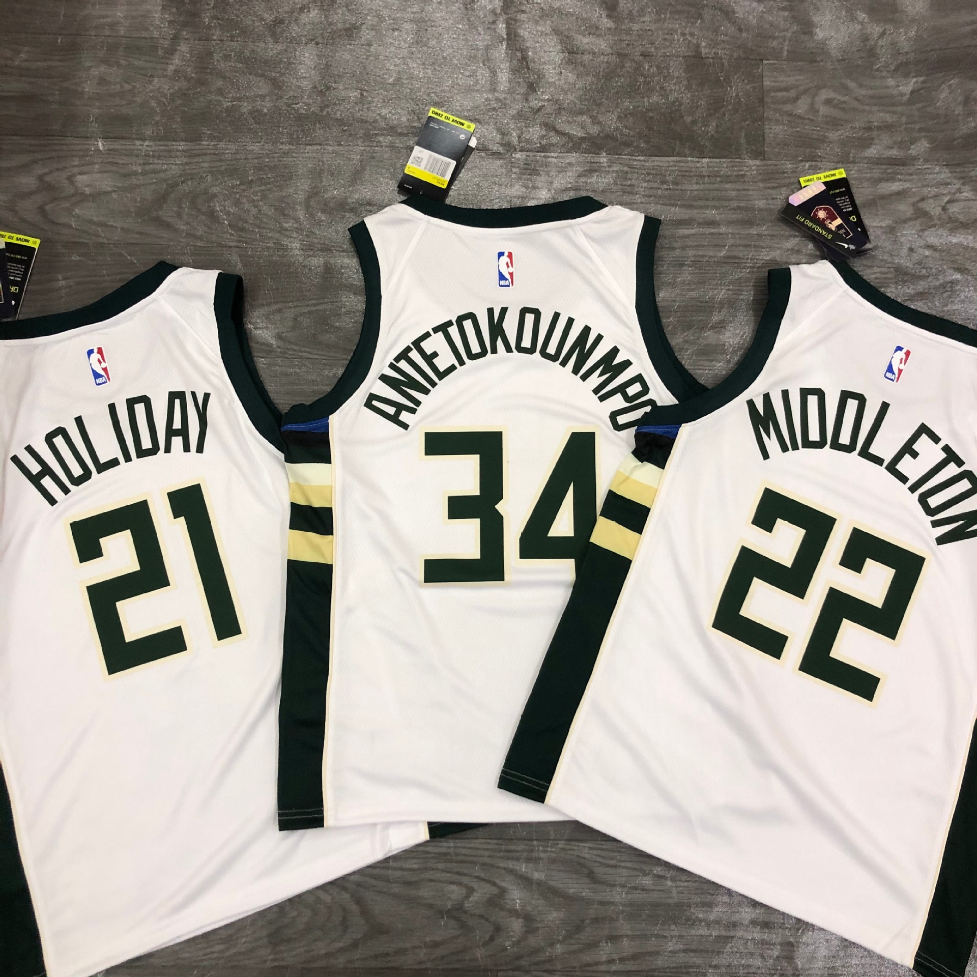 nba球衣21赛季 雄鹿队 bucks 主场 白色篮球服一件代发