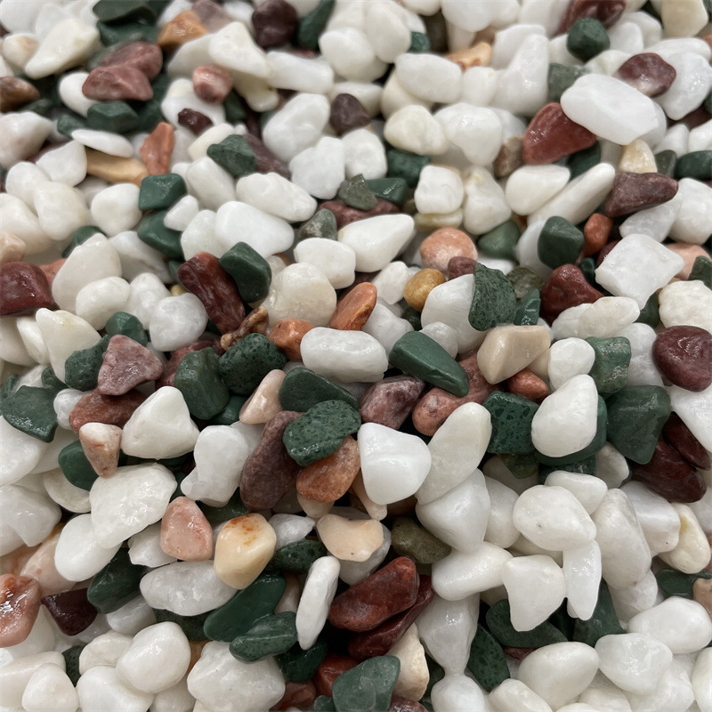 天然彩色水洗石洗米石透水石胶粘石水磨石子鱼缸造景公园铺路石子