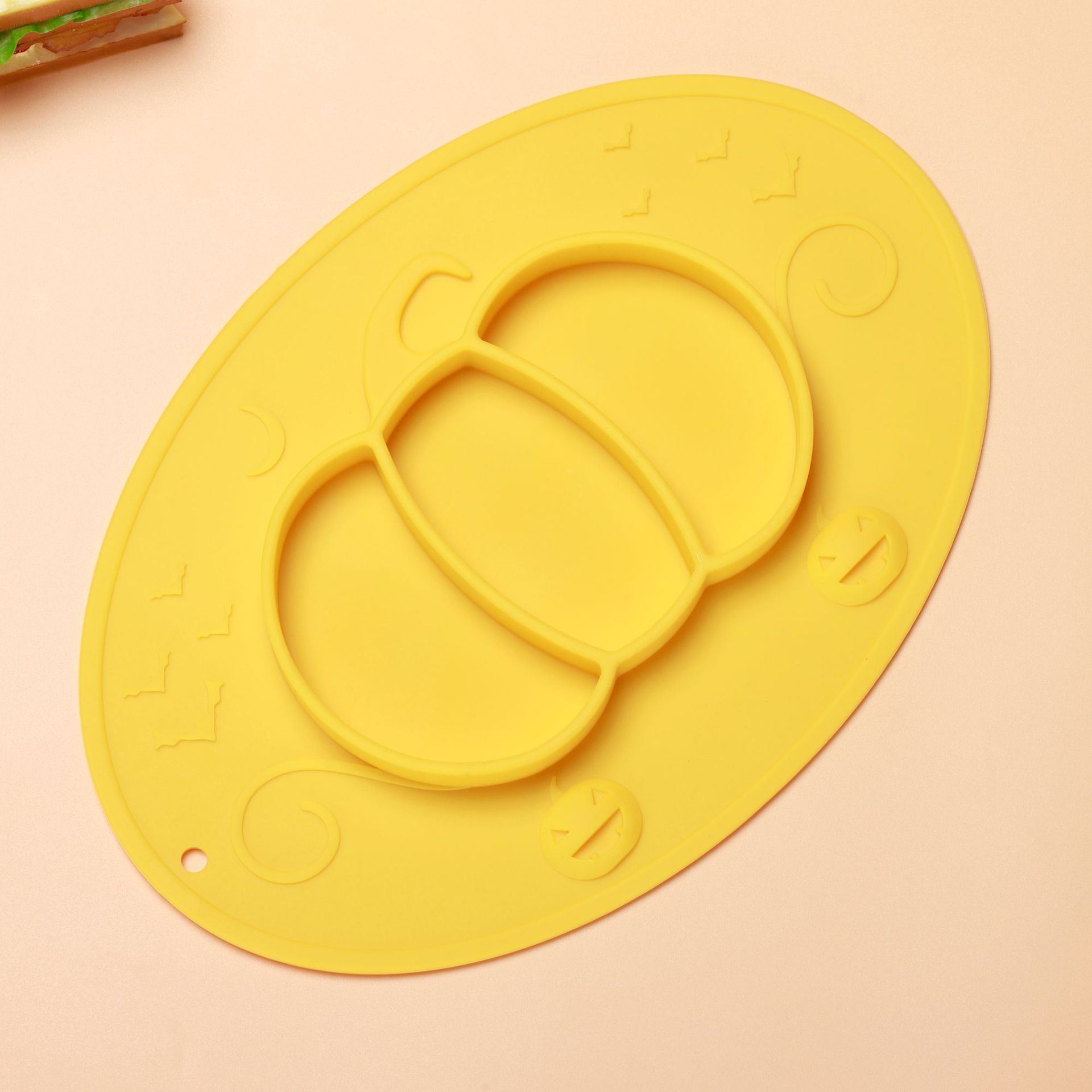 Popular Silicone Pumpkin Children's Dinner Plate Baby Separated Cartoon Supplementary Food Box Easy to Clean Placemat Drop-Resistant Training Tableware