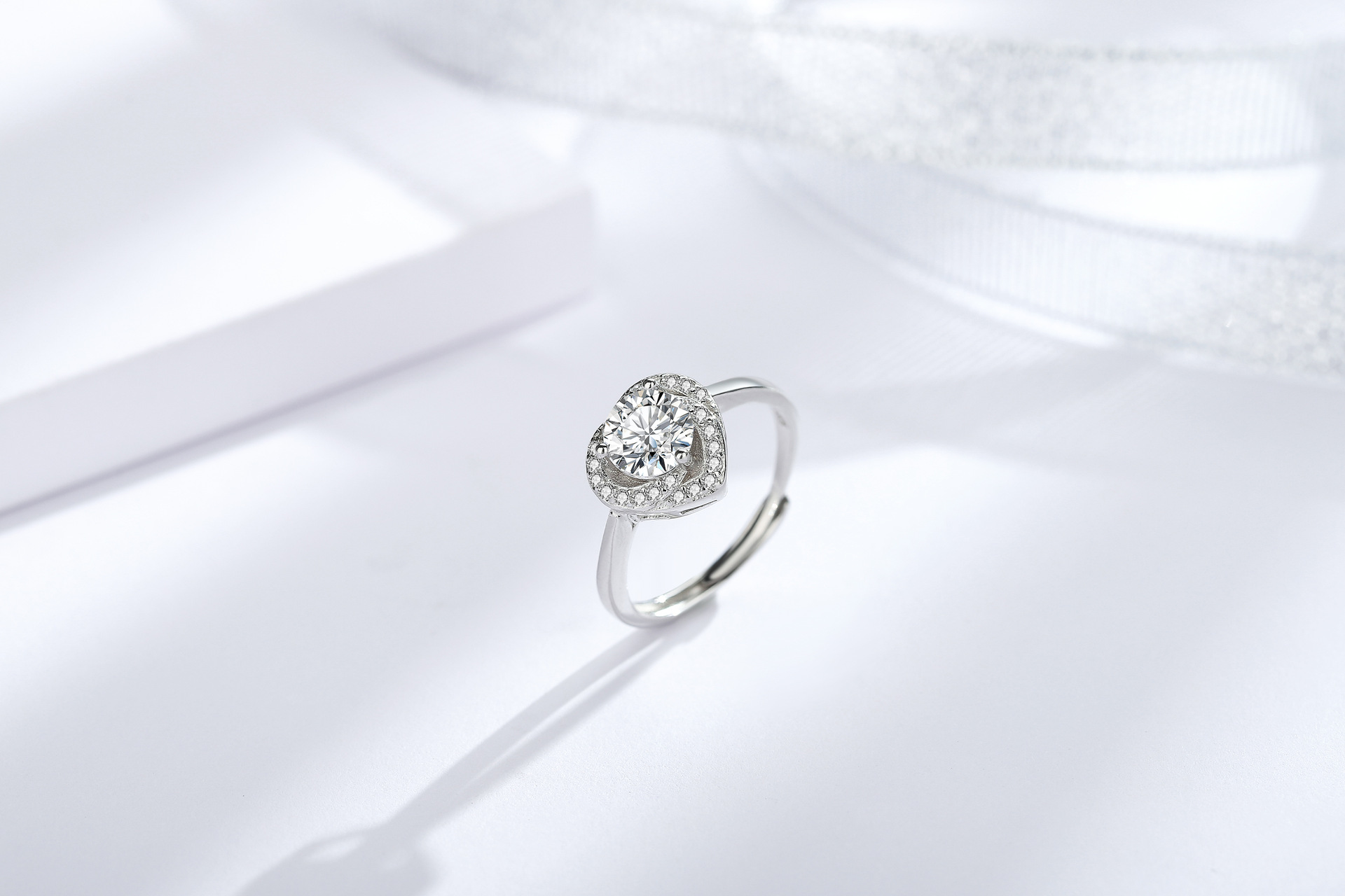 永恒之心戒指女无网红直播高级感love心爱钻戒法式桃心纯银开口戒