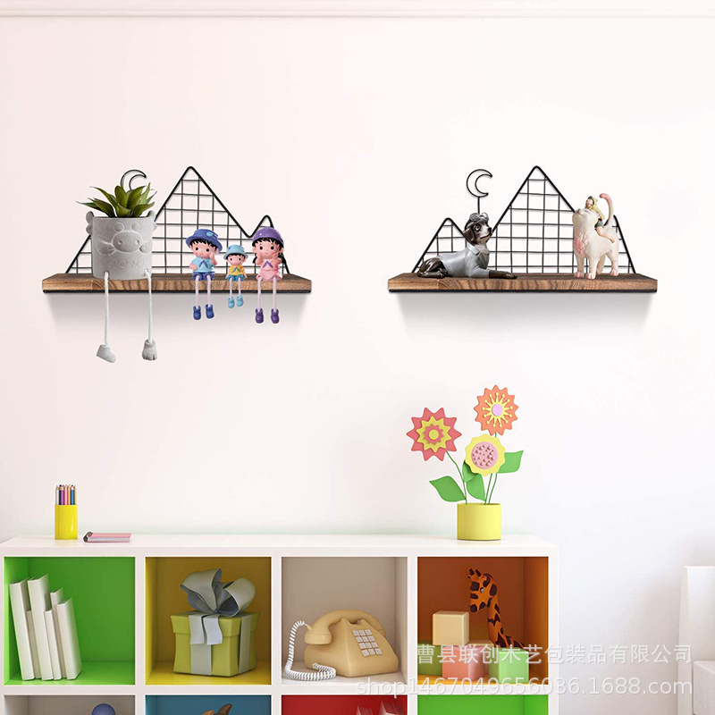 North American Wall Suspension Storage Rack Kindergarten Nursery Solid Wood Wall-Mounted Decoration Shelf Wooden Storage Rack