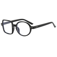 新款个性不对称左方右圆眼镜全框架半圆半方平光镜防紫外线眼镜