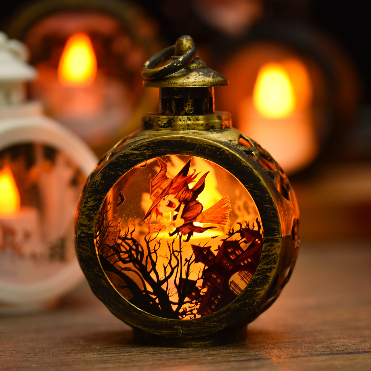 Retro Round Small Wind Light Exclusive for Cross-Border LED Electronic Candle Light Christmas Halloween Party Decoration Ornaments