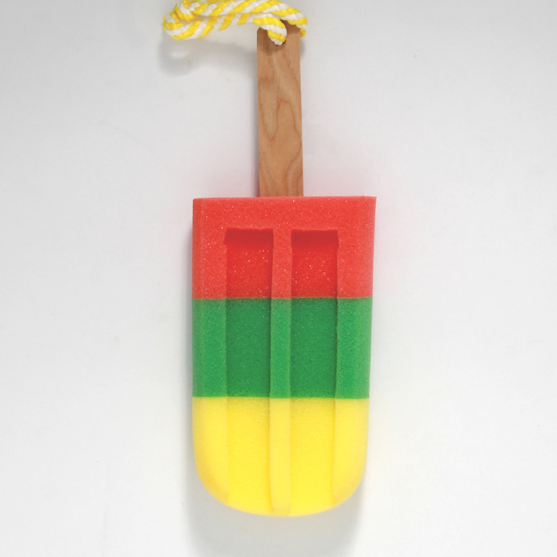 Bath Cleaning Sponge Brush Japanese Long Handle Ice Sucker Sponge Cup Brush Baby Multi-Functional Wooden Handle Bath Brush