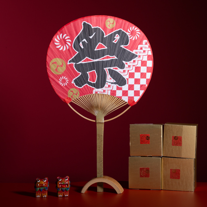 琉球原风神馆日本扇子日式团扇和风日系红蓝夏日祭浮世绘摆件包邮