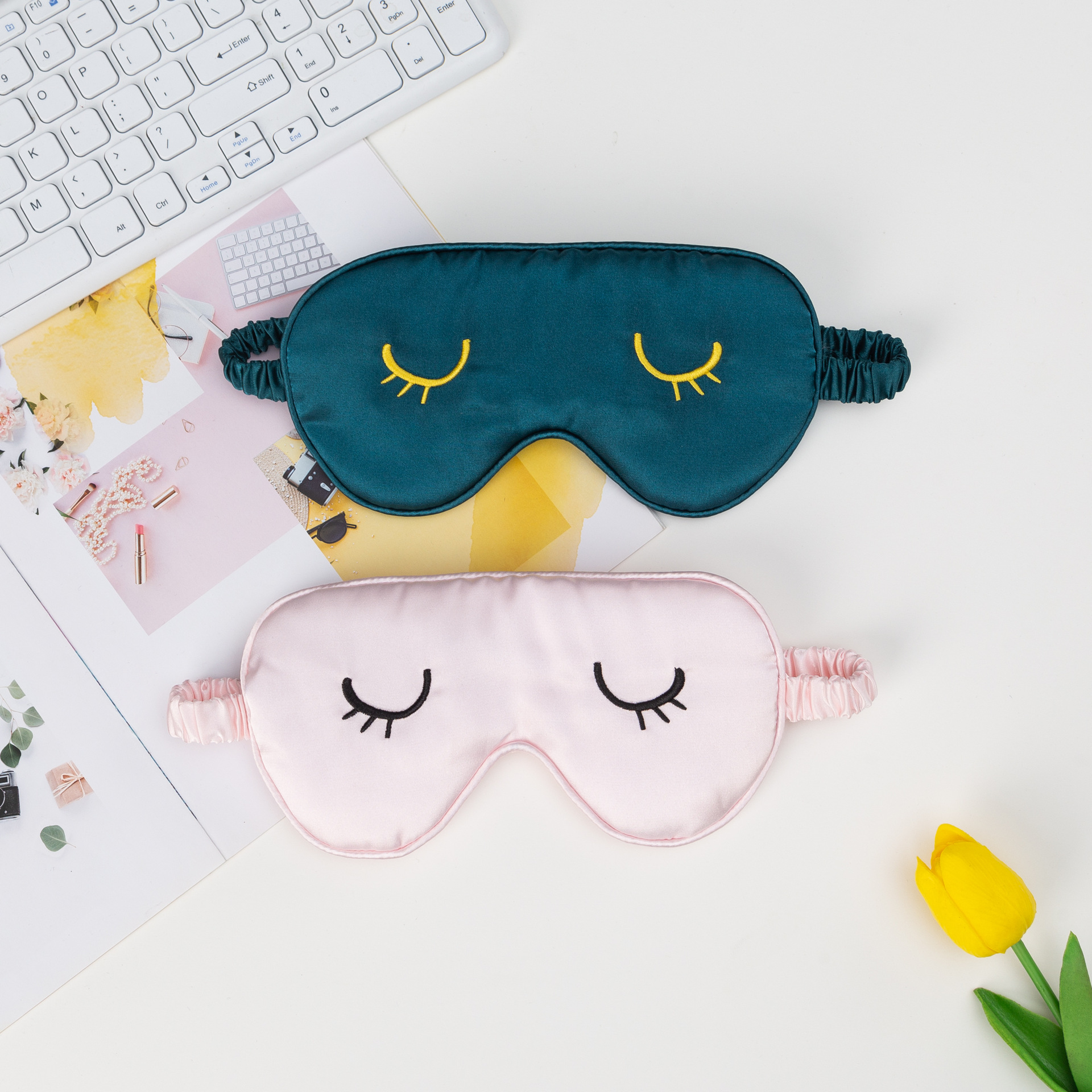 睫毛刺绣眼罩遮光睡眠护眼罩居家促销礼品仿真丝眼罩加印logo