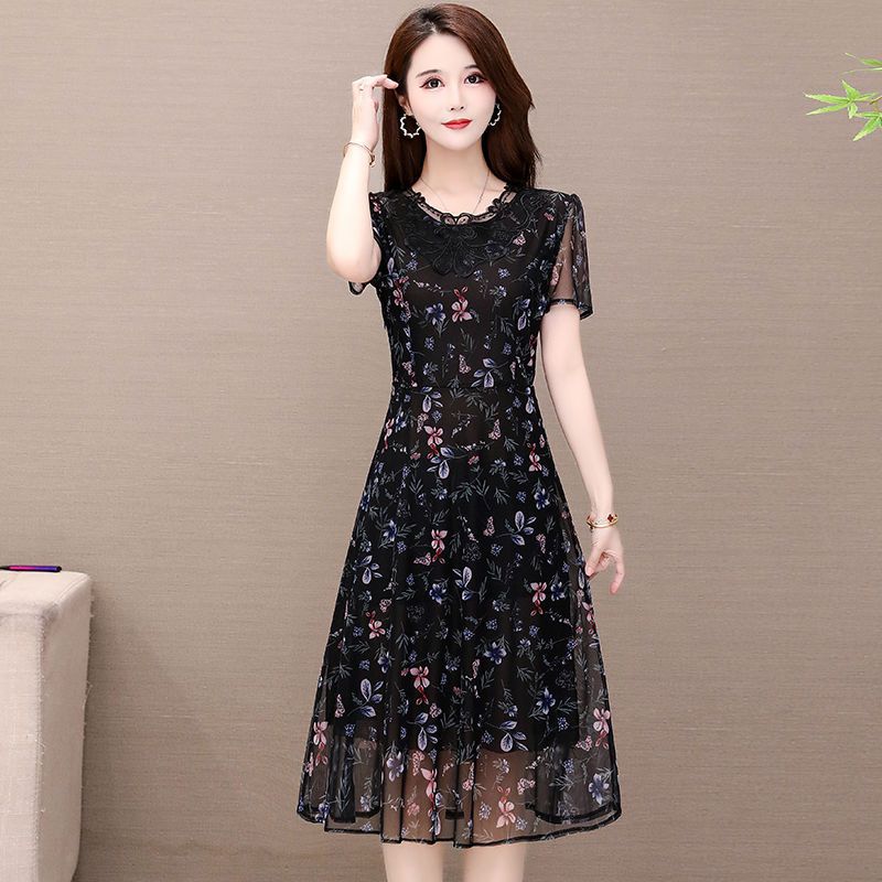 中年妈妈连衣裙洋气岁中老年女装夏装新款夏天气质裙子-阿里巴巴
