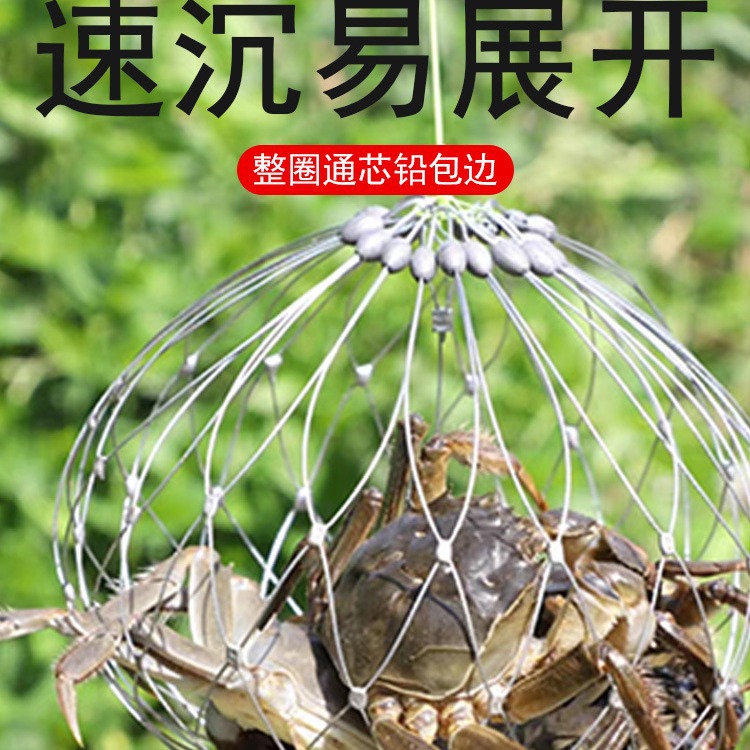 螃蟹笼子海用蟹笼加粗加重海用折叠蟹笼海用圆形弹簧