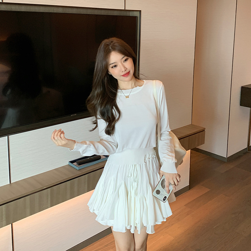 少女 柔软质感白色套装 r3798现货